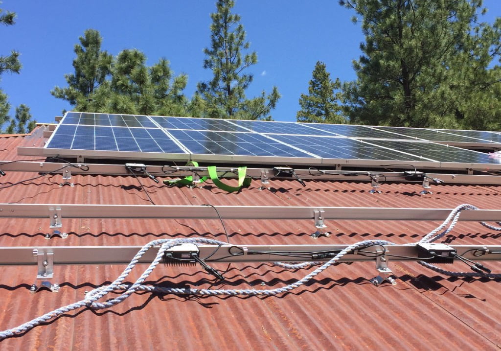 CorruBracket installed on corrugated roofing solar PV rails