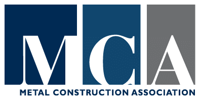 Metal Construction Association logo with white MCA letters on navy, blue, and grey vertical rectangles.