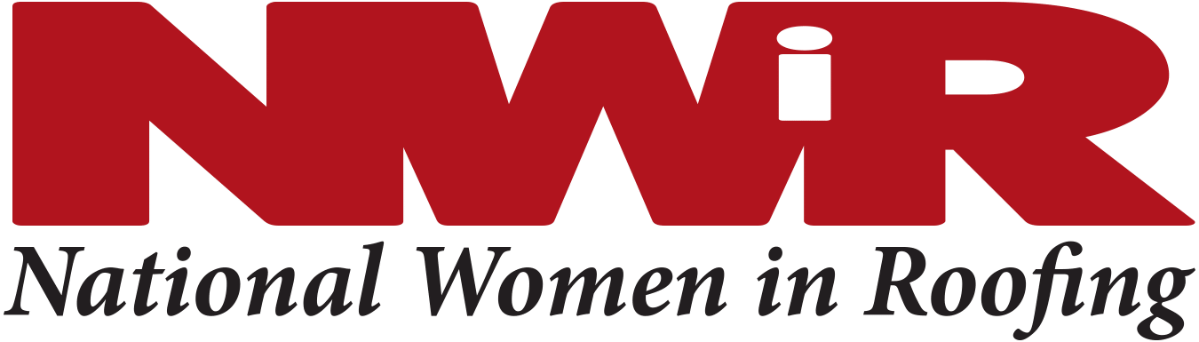 Stylized red "NWR" logo above the text "National Women in Roofing" in dark grey italics.