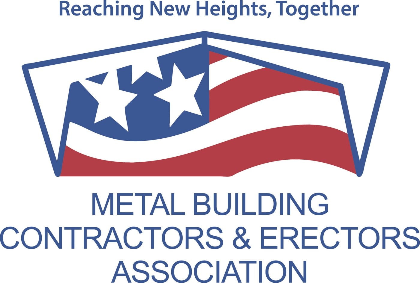 Metal Building Contractors & Erectors Association logo featuring a roof-shaped graphic with stars and stripes.