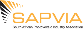 SAPVIA logo with an orange sunburst graphic and the text South African Photovoltaic Industry Association.